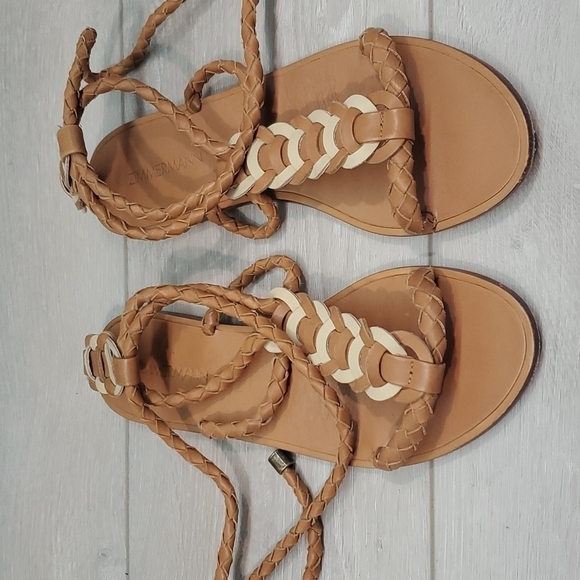 Zimmermann Womens Link Weave Tie Leather Gladiator Flats Sandals sz 36 US 5.5 - Picture 3 of 15